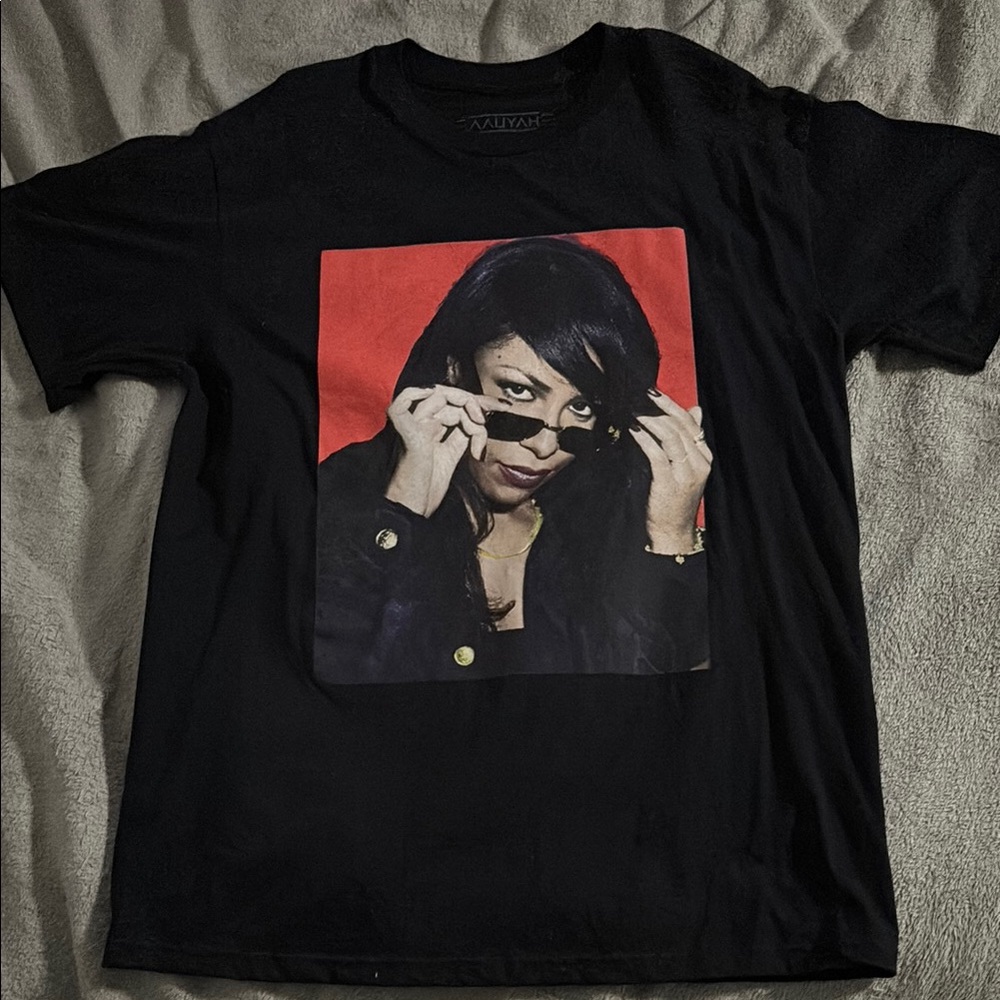 Aaliyah Red and Black Short Sleeve Graphic Tee